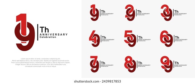 anniversary vector design set with red color can be use for special moment