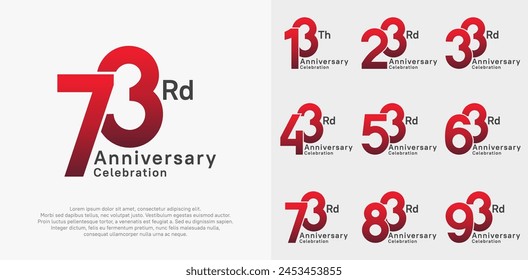 anniversary vector design set with red color for special moment celebration