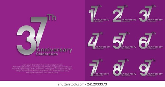 anniversary vector design set with silver color for special moment celebration