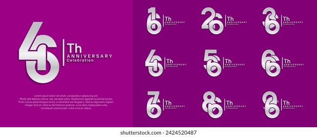 anniversary vector design set with silver color can be use for special moment