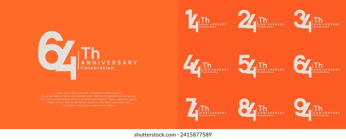 anniversary vector design set white color for celebration day
