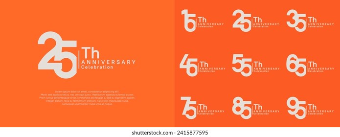 anniversary vector design set white color for celebration day