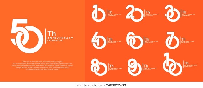 anniversary vector design set with white color can be use for special moment