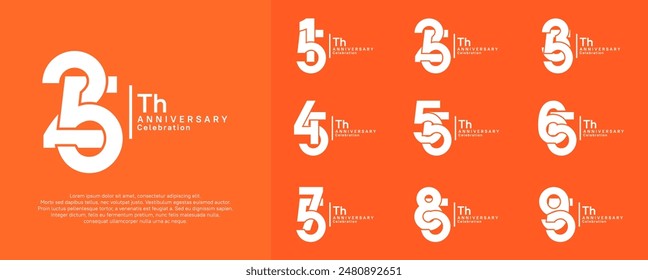 anniversary vector design set with white color can be use for special moment