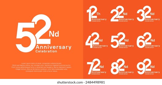 anniversary vector design set with white color for special moment celebration