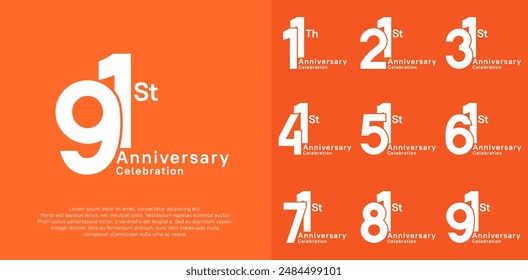 anniversary vector design set with white color for special moment celebration