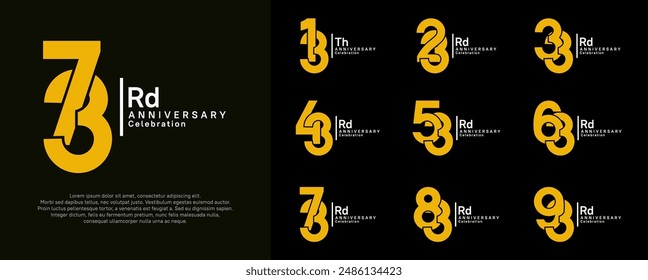 el diseño del Vector del aniversario establecido con el color amarillo y blanco se puede utilizar para el momento especial