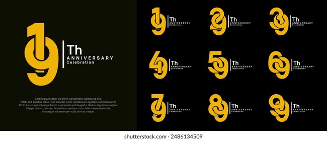 anniversary vector design set with yellow and white color can be use for special moment