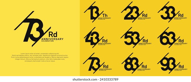 anniversary vector set with black color and slash for celebration purpose