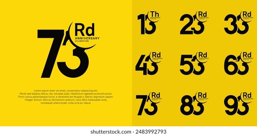 anniversary vector set with black color can be use for special day celebration