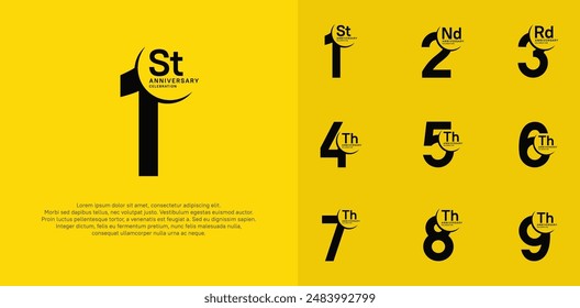 anniversary vector set with black color can be use for special day celebration