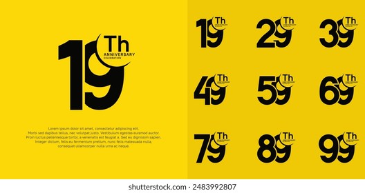 anniversary vector set with black color can be use for special day celebration