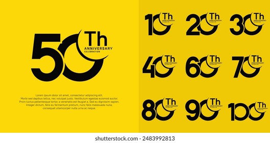 anniversary vector set with black color can be use for special day celebration