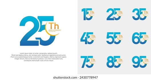 anniversary vector set with blue color can be use for special day celebration