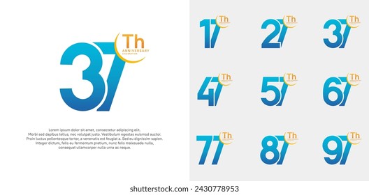 anniversary vector set with blue color can be use for special day celebration