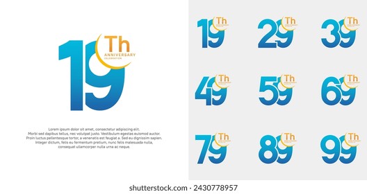 anniversary vector set with blue color can be use for special day celebration