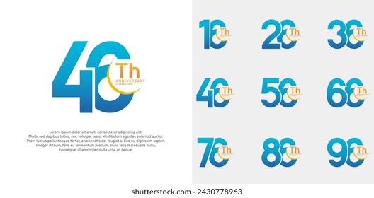 vector de aniversario conjunto con color azul se puede utilizar para la celebración especial del día
