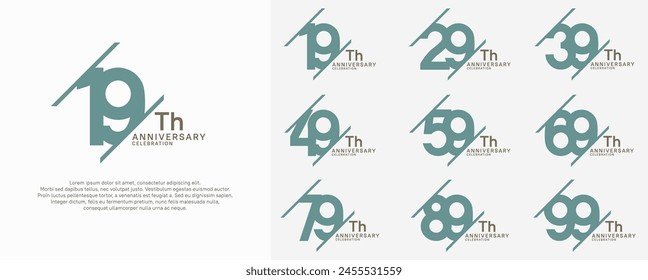 conjunto de Vector de aniversario con color azul y barra para fines de celebración