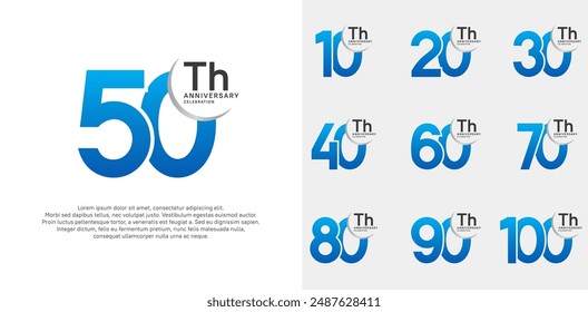 anniversary vector set with blue color can be use for special day celebration