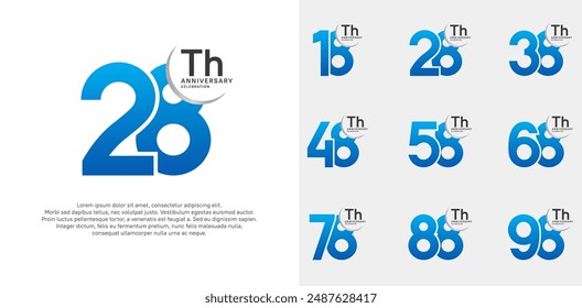 Vector de aniversario conjunto con color azul se puede utilizar para la celebración especial del día