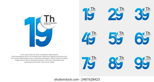 Vector de aniversario conjunto con color azul se puede utilizar para la celebración especial del día