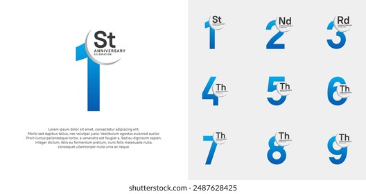 anniversary vector set with blue color can be use for special day celebration