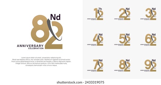 anniversary vector set. brown color with black swoosh can be use for celebration