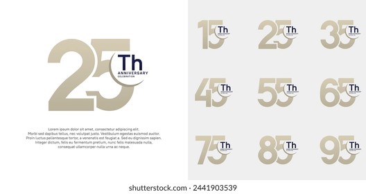 anniversary vector set with brown color can be use for special day celebration