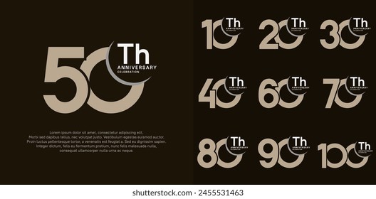 anniversary vector set with brown color can be use for special day celebration