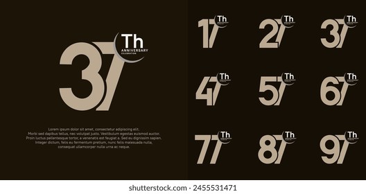 anniversary vector set with brown color can be use for special day celebration