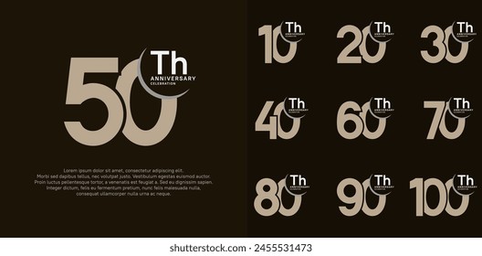 anniversary vector set with brown color can be use for special day celebration