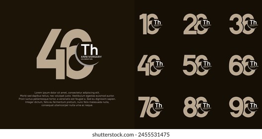 anniversary vector set with brown color can be use for special day celebration