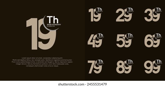 el conjunto de Vector de aniversario con color marrón se puede utilizar para la celebración especial del día