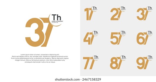 anniversary vector set with brown color can be use for special day celebration