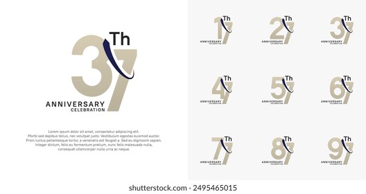 conjunto de Vector de aniversario. color marrón con swoosh azul se puede utilizar para la celebración