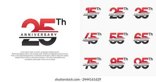diseño de conjunto de Vector de aniversario con color negro y rojo para el día de la celebración