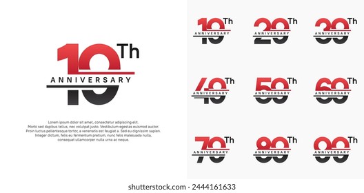 diseño de conjunto de Vector de aniversario con color negro y rojo para el día de la celebración