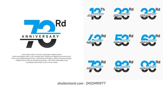 diseño de conjunto de Vector de aniversario con color negro y azul para el día de la celebración