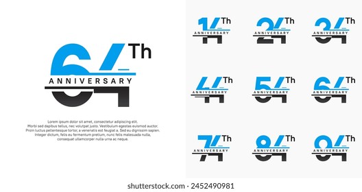 diseño de conjunto de Vector de aniversario con color negro y azul para el día de la celebración