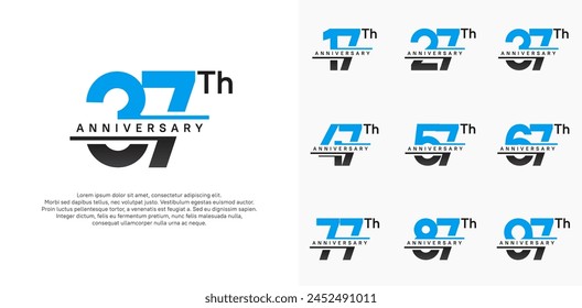 anniversary vector set design with black and blue color for celebration day
