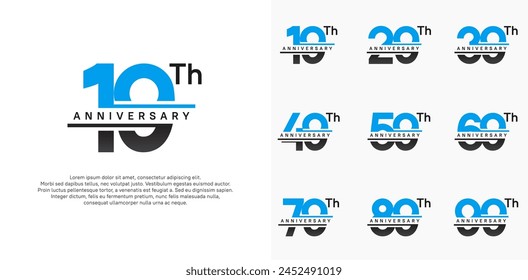 diseño de conjunto de Vector de aniversario con color negro y azul para el día de la celebración