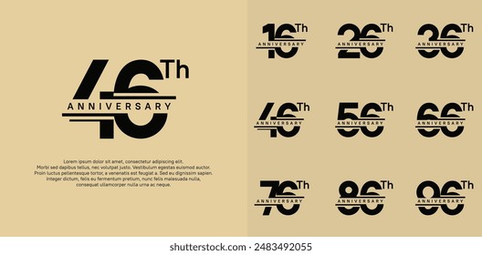 anniversary vector set design with black color for celebration day