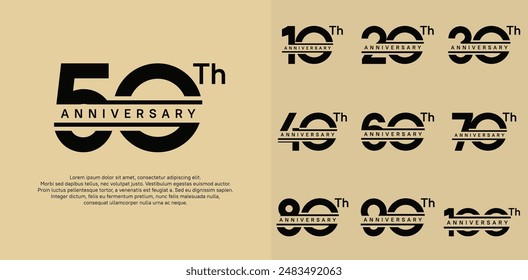 anniversary vector set design with black color for celebration day