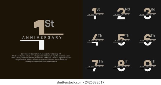 anniversary vector set design with brown and white color for celebration day