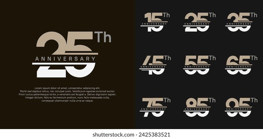 anniversary vector set design with brown and white color for celebration day