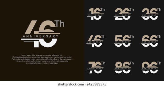 anniversary vector set design with brown and white color for celebration day