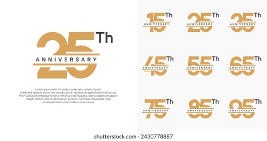 anniversary vector set design with brown color for celebration day