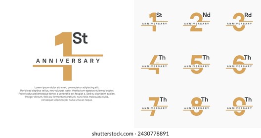 anniversary vector set design with brown color for celebration day