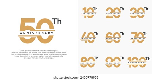 anniversary vector set design with brown color for celebration day