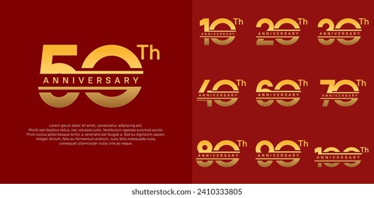 anniversary vector set design with golden color for celebration day